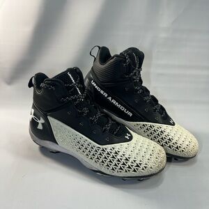Under Armour Men's Hammer Mid MC Football Cleats, Black And White, Size 11 Mens